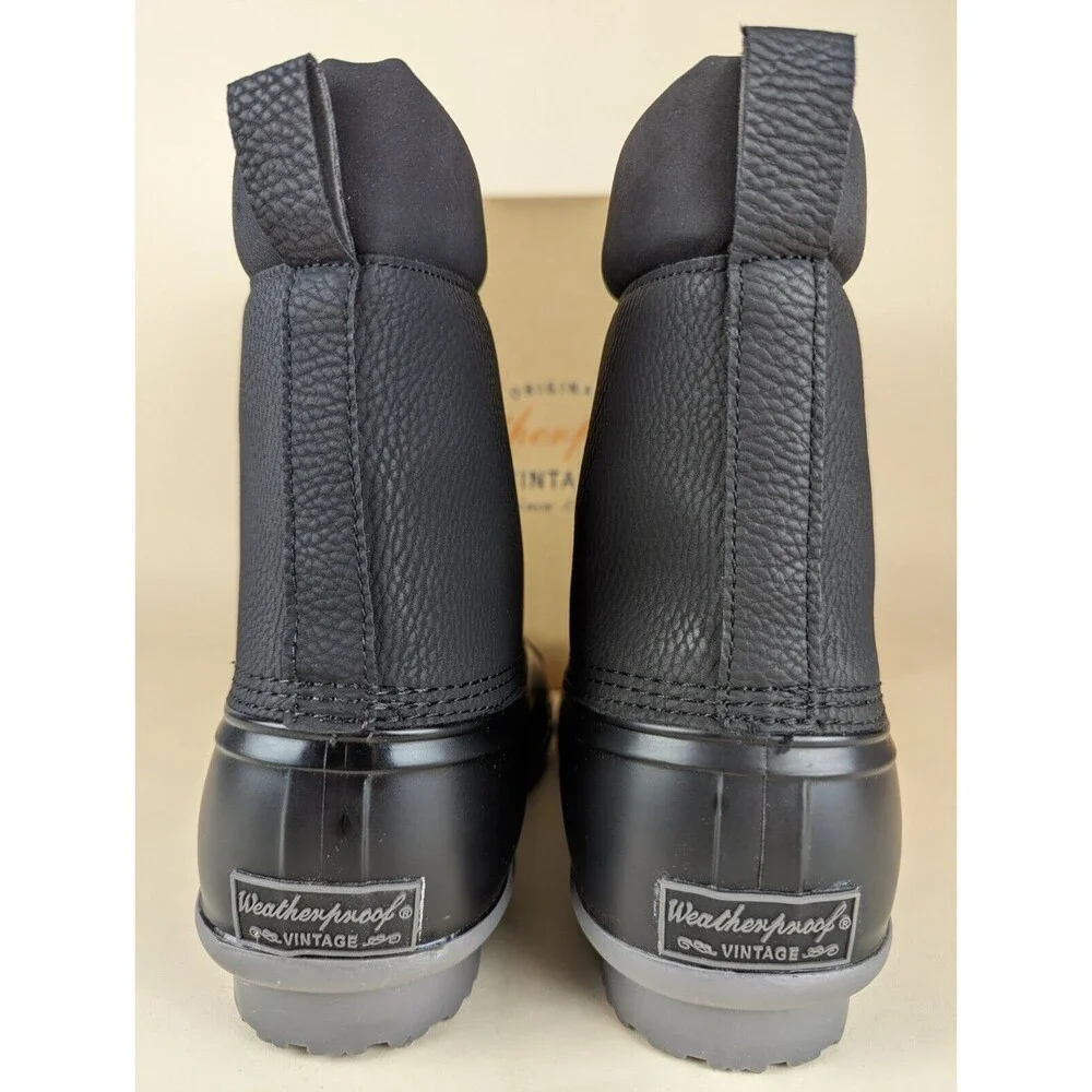Weatherproof Vintage Adam II Duck Boots Mens 9 M Black Faux Leather Shoes NWB